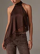 Blusa asimétrica de satén para mujer Cuello Halter - Miniatura 15