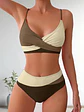 Bikini Sexy para Mujer con Bloques de Color, copas y tiro alto - Miniatura 1