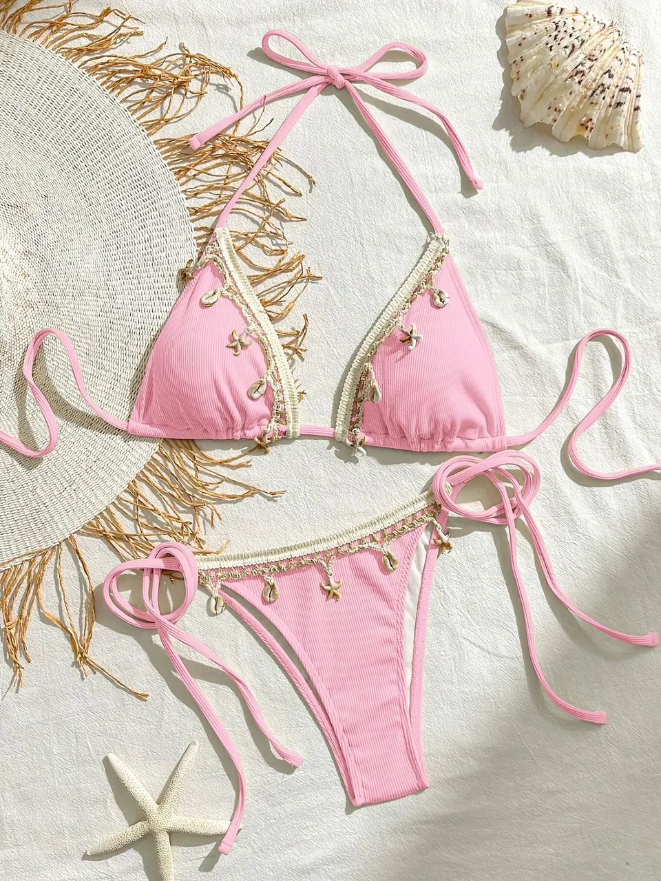 Bikini sexy para mujer con copa, forro interno y accesorios oceánicos 6
