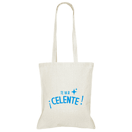 Tote Bag Celente (natural y cyan)