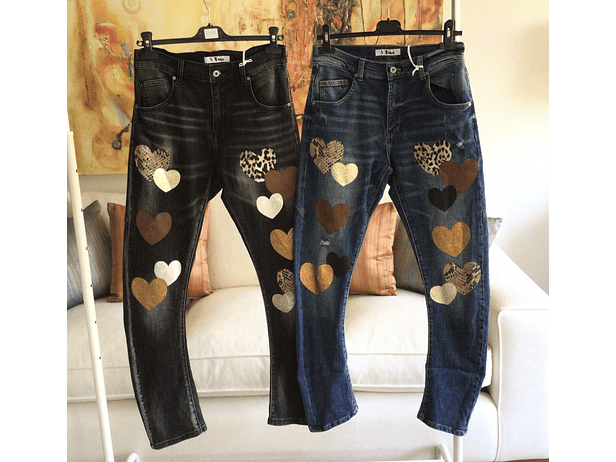 Jeans Corazones azul  2