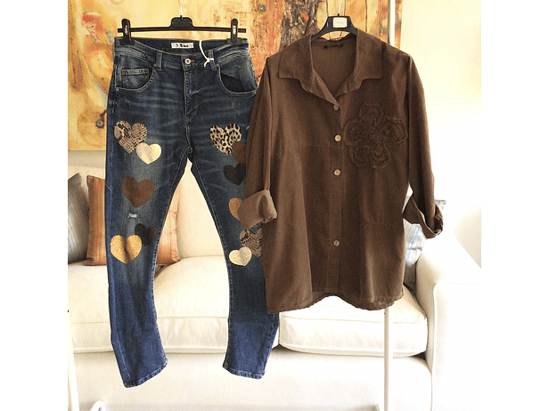 Jeans Corazones azul  1