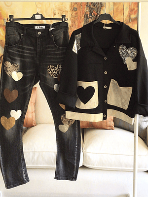 Jeans corazon negro