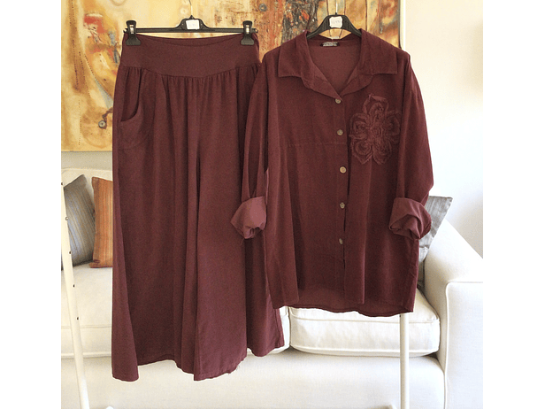 Camisa cotelina parche flor 2