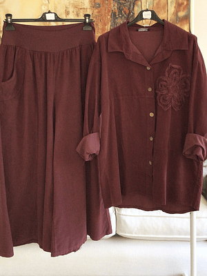 Camisa cotelina parche flor