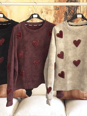 Poleron corazones burdeo 