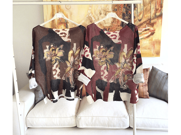 Polera hilo flores print 1