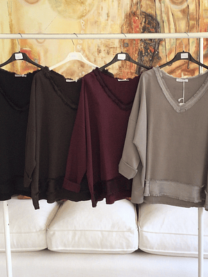 Poleron cuello desflecado 