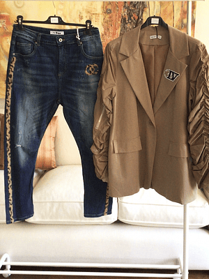 Jeans franja leopardo