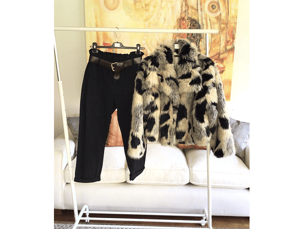 Chaqueta pipa negra/ beige  1