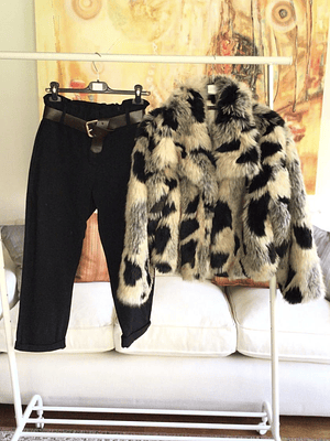 Chaqueta pipa negra/ beige 