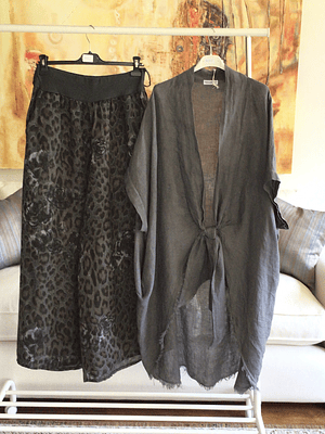 Pantalon lino animal print 