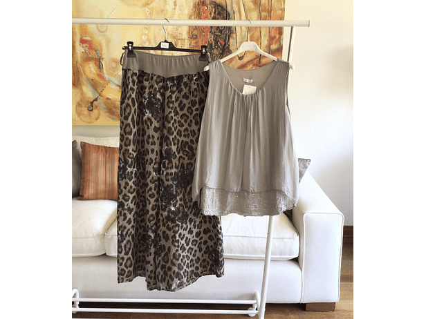 Pantalon lino animal print  4