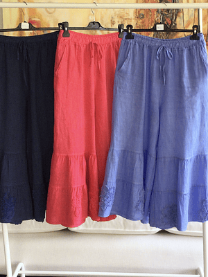 Pantalon lino flores abajo 