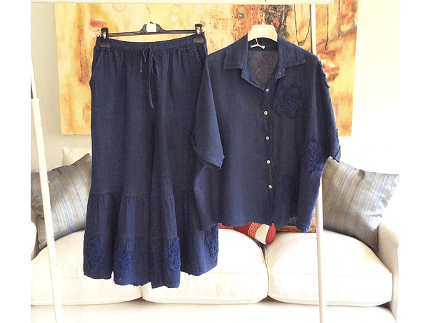 Pantalon lino flores abajo  2