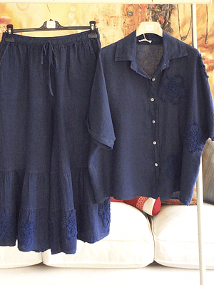 Pantalon lino flores abajo 