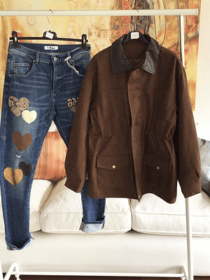 Chaquta cuello eco cuero 