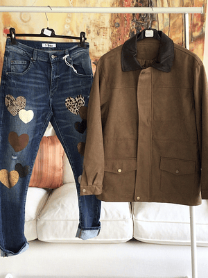 Chaquta cuello eco cuero 