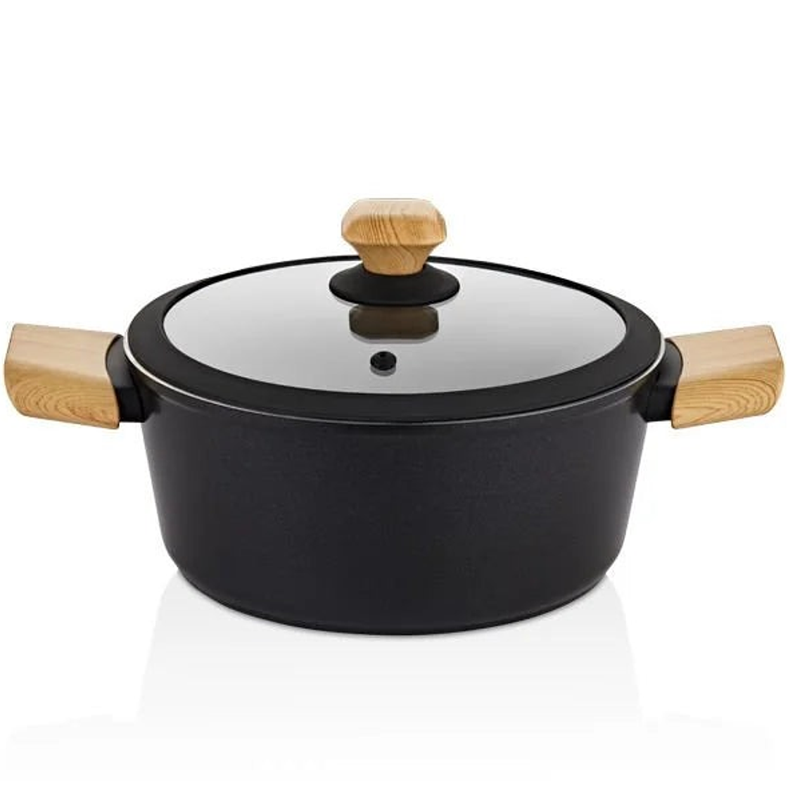 FALEZ AURIS CRYSTAL 4 MM 20 cm Olla (color negro, accesorios efecto madera, tapa de vidrio) 1