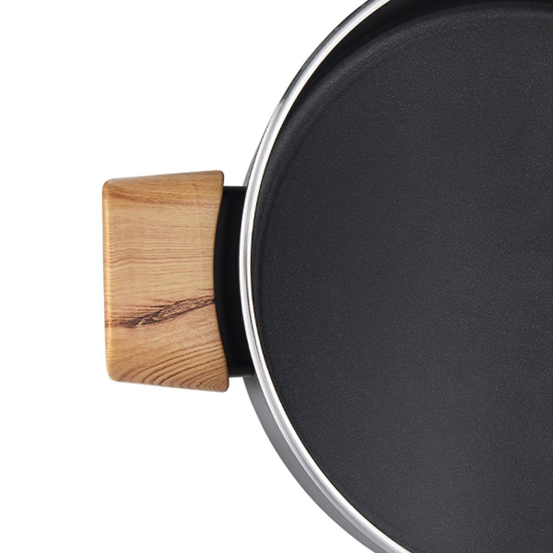 FALEZ AURIS CRYSTAL 4 MM 26 cm Olla Baja (color negro, accesorios efecto madera, tapa de vidrio) 5