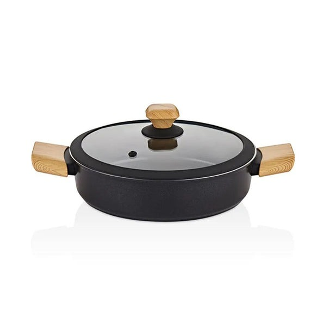 FALEZ AURIS CRYSTAL 4 MM 30 cm Olla Baja (color negro, accesorios efecto madera, tapa de vidrio) 1