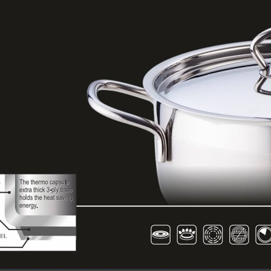 FALEZ NEO GAMA Acero Inoxidable 24 x 14 Olla (tapa metálica) 3