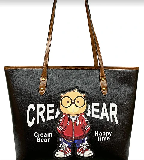 Cartera Tote Cream Bear Happy time - Edicion Urbana