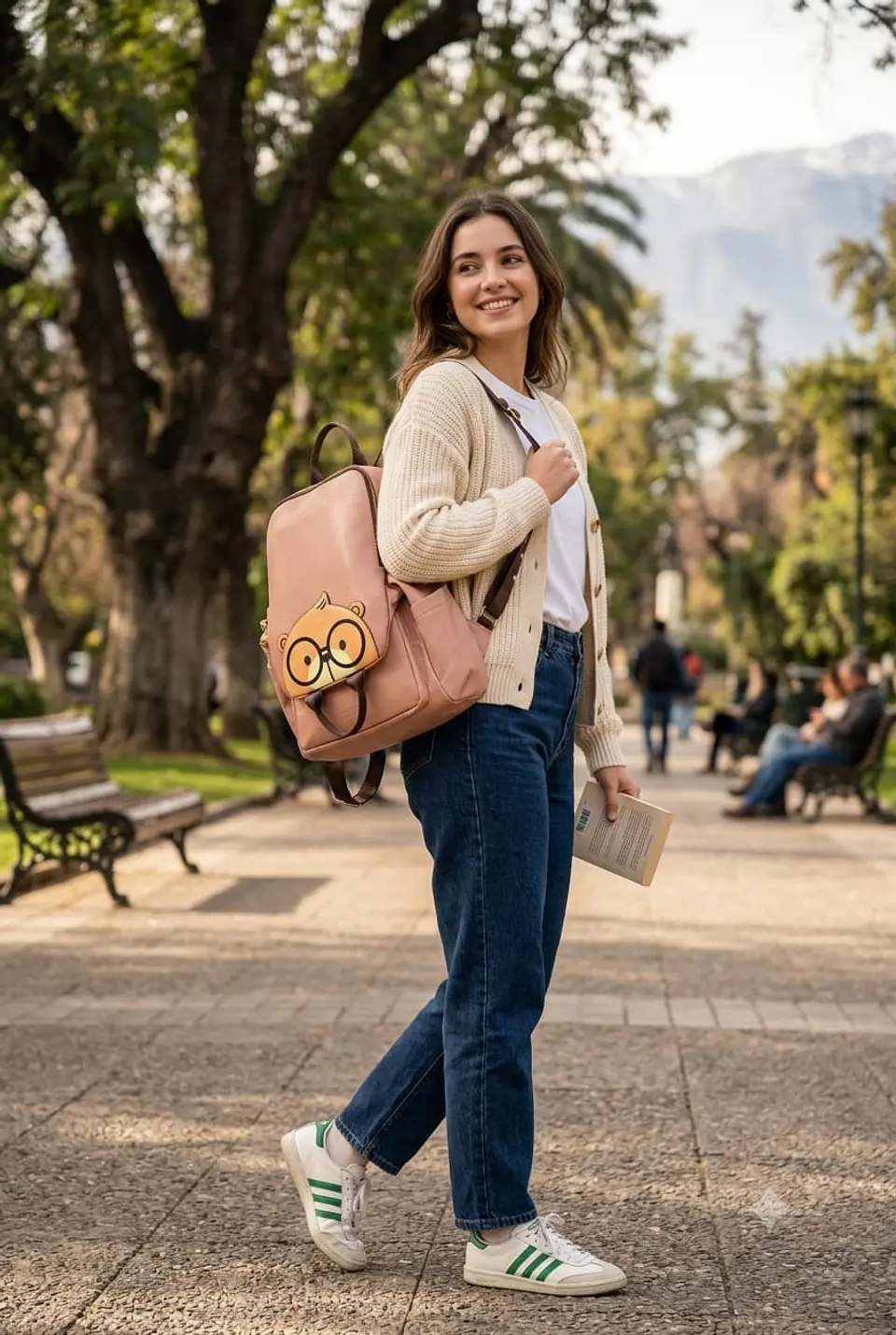 Mochila-Bolso Cream Bear - Edición Nerd Teddy  2