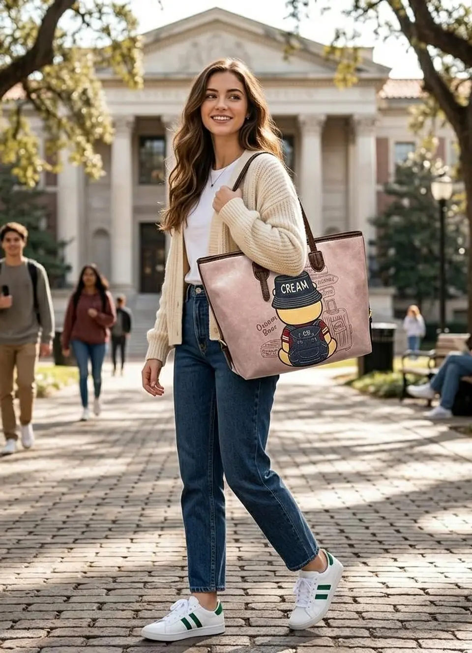 Bolso Tote Cream Bear - Edición Traveler Teddy (Rosa Viejo) 2