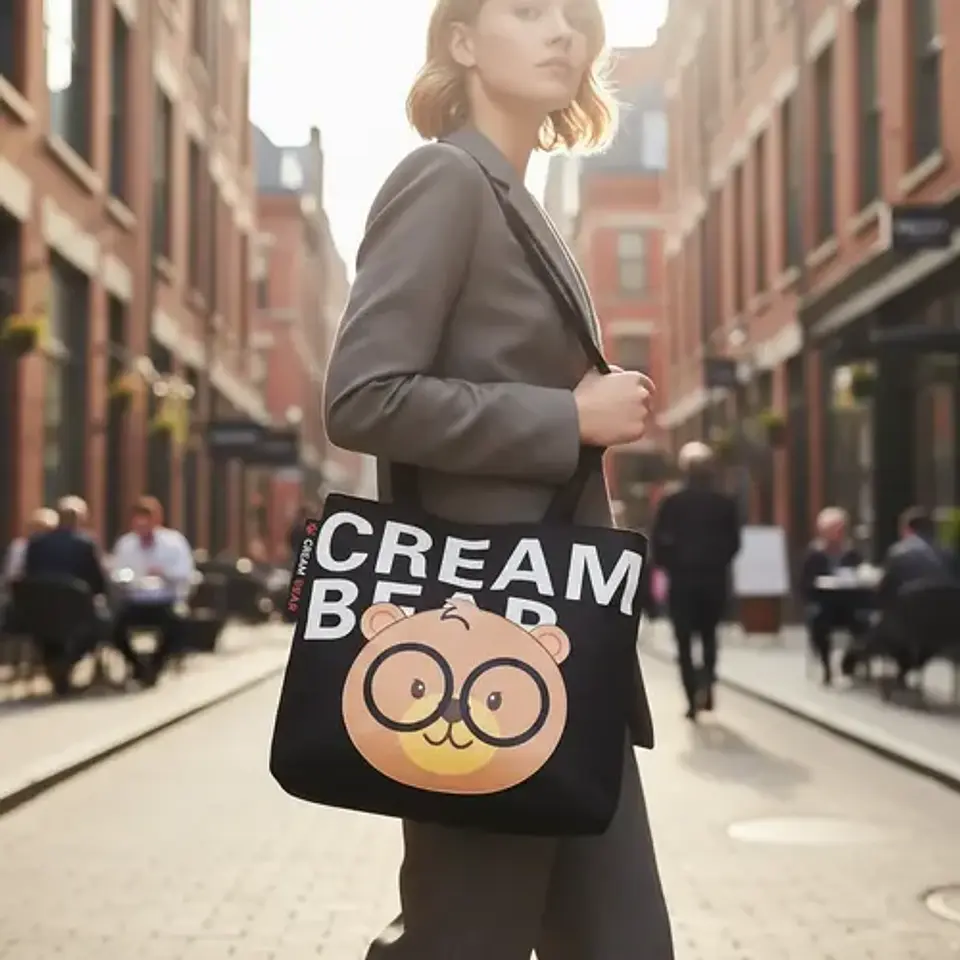Bolso Tote Bag Cream Bear Diseño Oso Verde Casual 2