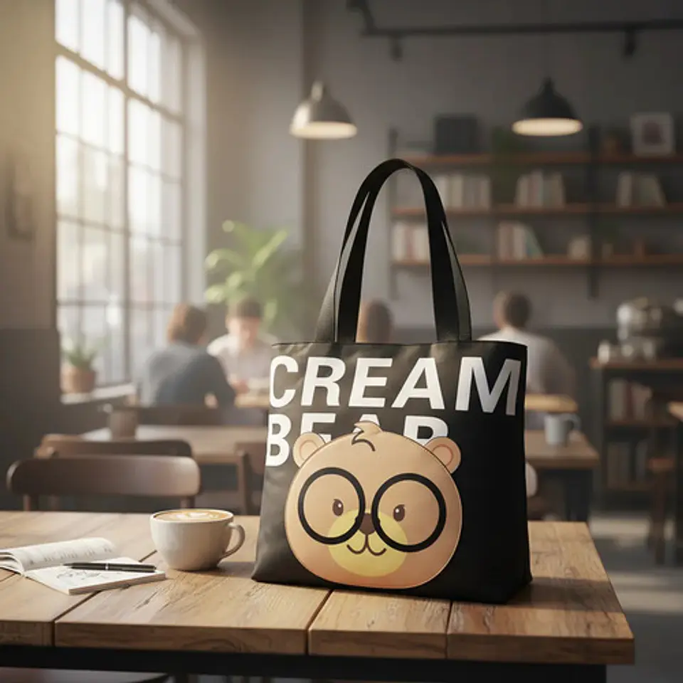 Bolso Tote Bag Cream Bear Diseño Oso Verde Casual 3