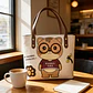 Cartera Tote Mujer Bei Baobao Diseño Kawaii Beige Café - Miniatura 2