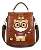 Mochila Cartera Mujer Gato Animado Eco Cuero Café - Miniatura 1