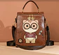 Mochila Cartera Mujer Gato Animado Eco Cuero Café - Miniatura 2