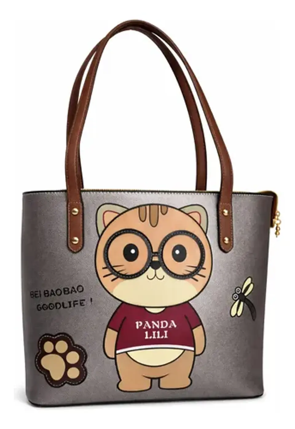Cartera Tote Mujer Bei Baobao Diseño Kawaii Beige Café 1