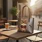 Cartera Tote Mujer Bei Baobao Diseño Kawaii Beige Café - Miniatura 3