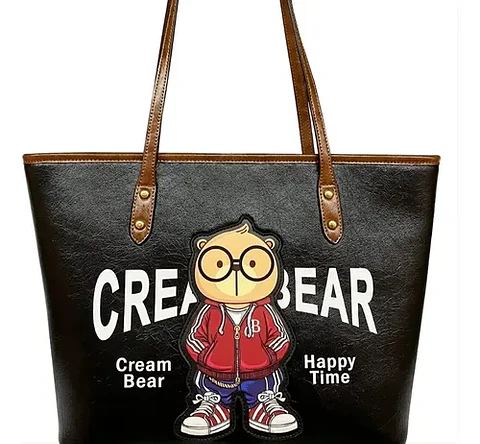 Cartera Tote Cream Bear Happy time - Edicion Urbana