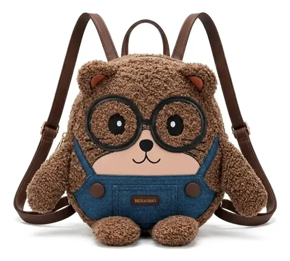 Mochila Urbana Beibaobao Osito Kawaii Con Lentes  1