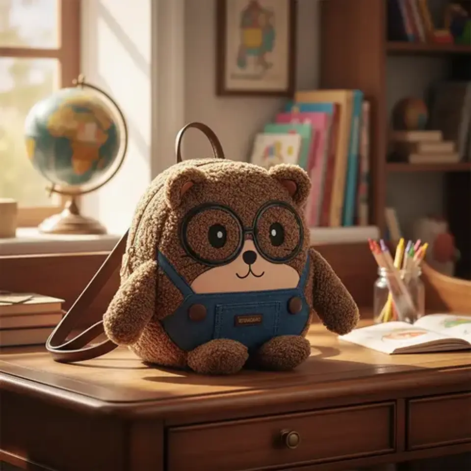 Mochila Urbana Beibaobao Osito Kawaii Con Lentes  2