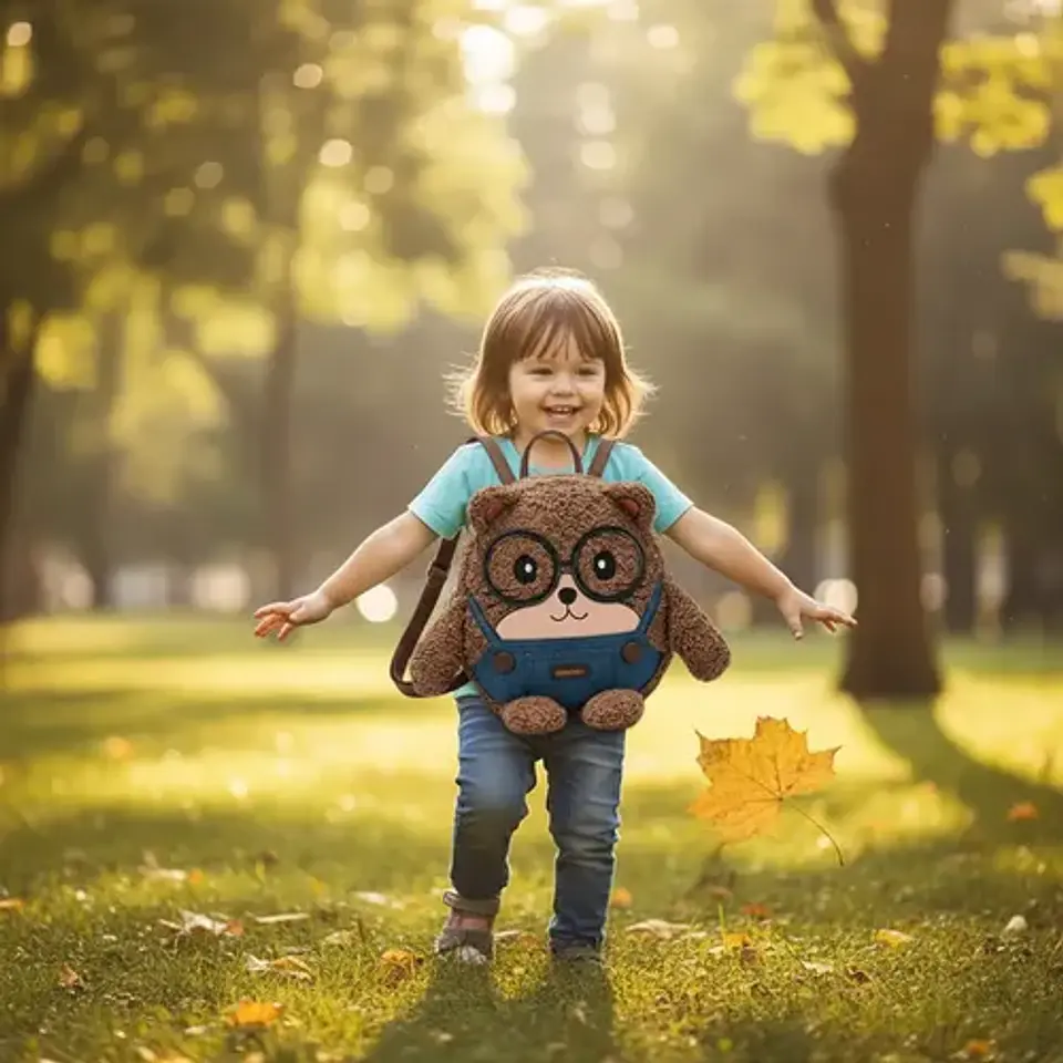 Mochila Urbana Beibaobao Osito Kawaii Con Lentes  3