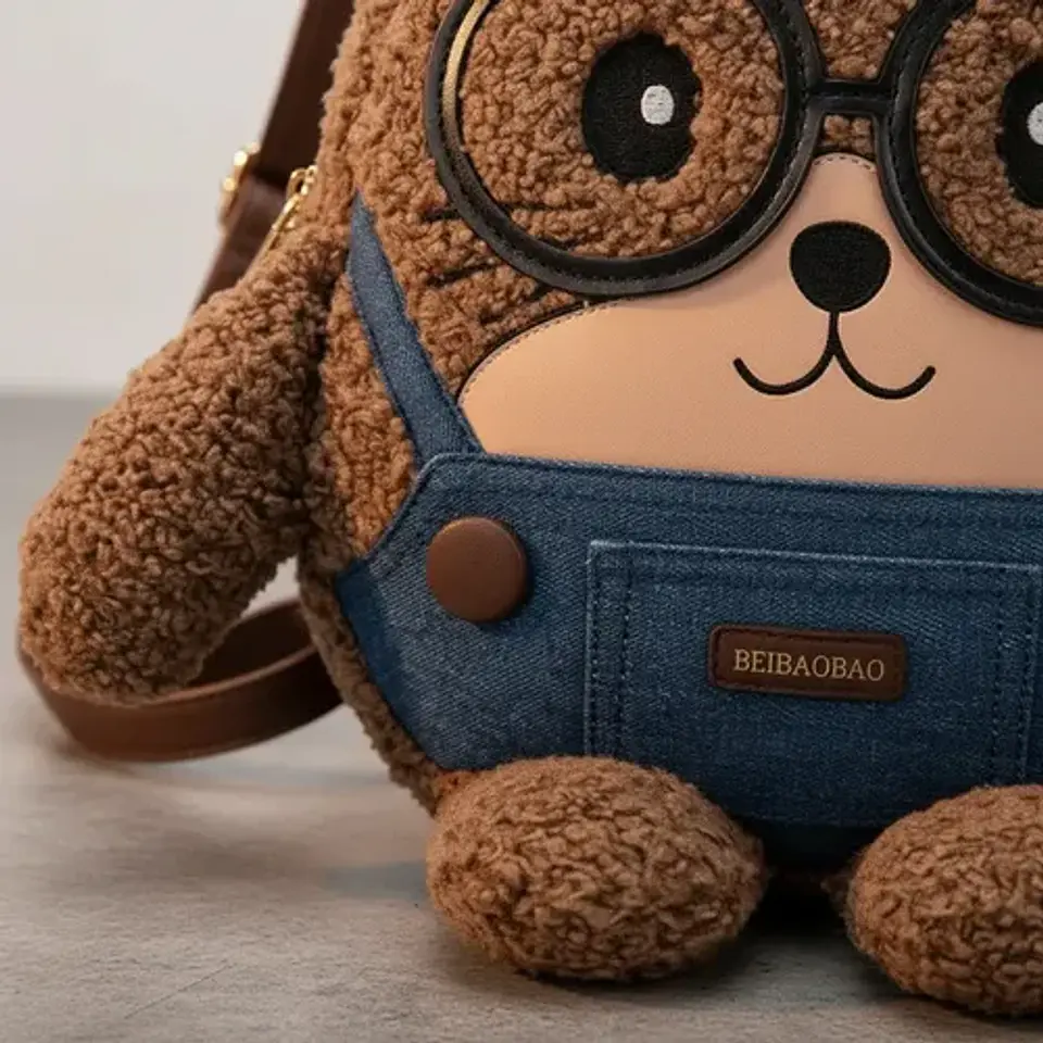 Mochila Urbana Beibaobao Osito Kawaii Con Lentes  4