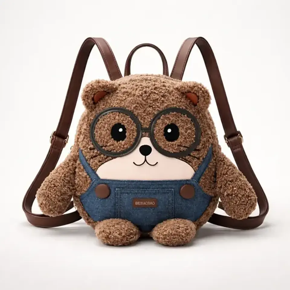 Mochila Urbana Beibaobao Osito Kawaii Con Lentes  5