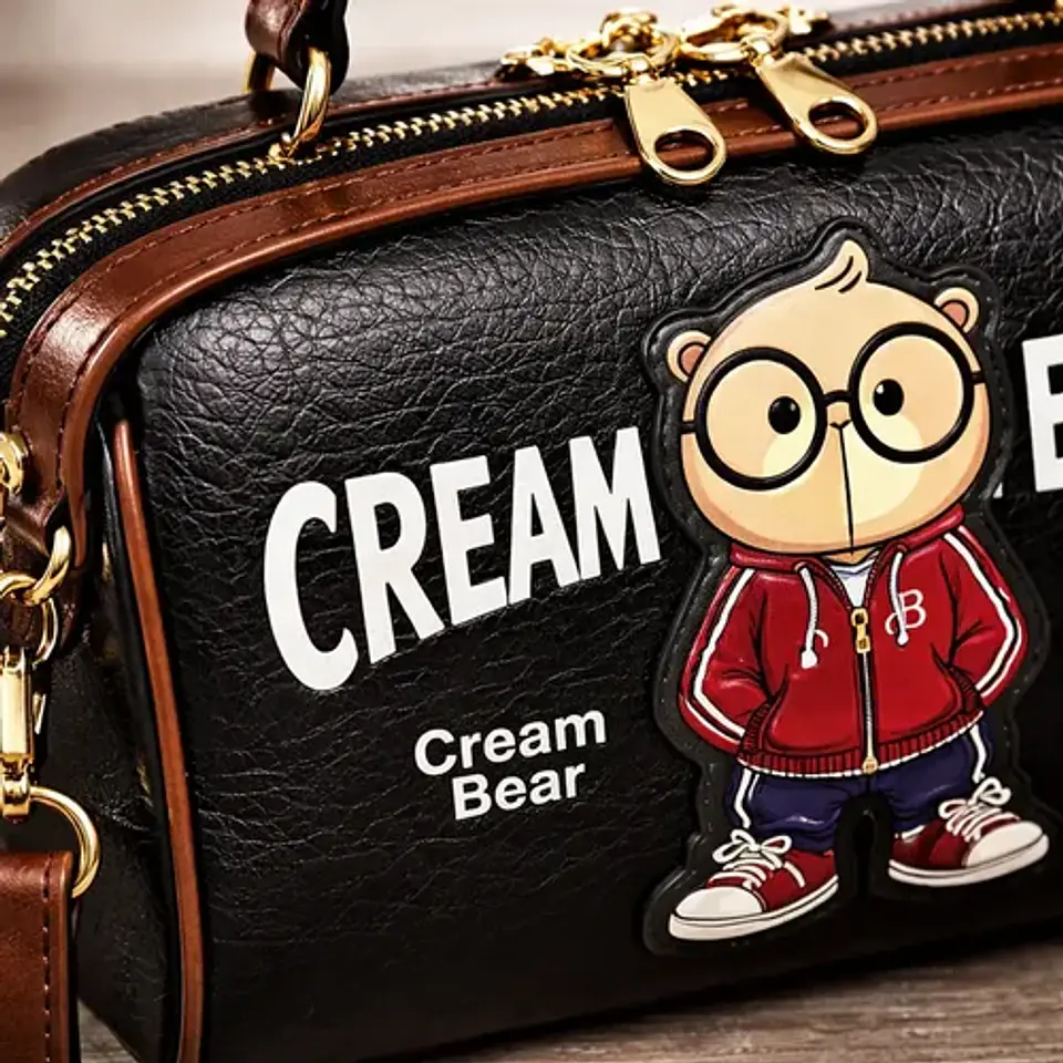 Cartera Cream Bear Bear Mano/hombro Ecocuero Negra 5