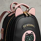 Mini Mochila Mujer Diseño Gato Kawaii Ecocuero Negro Rosa - Miniatura 4