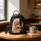 Mochila Mujer Ecocuero Diseño Gato Kawaii Negra - Miniatura 2