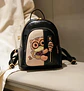 Mochila Mujer Ecocuero Diseño Gato Kawaii Negra - Miniatura 3