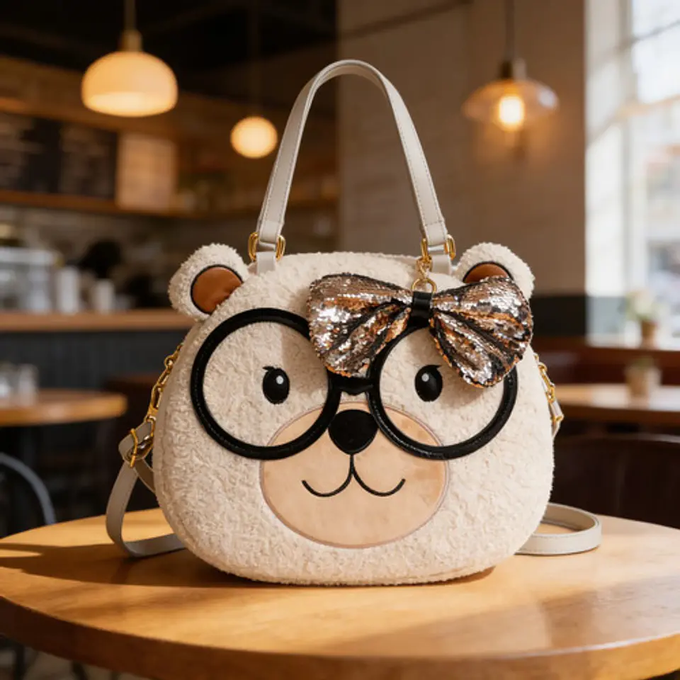 Cartera Oso Peluche Kawaii Bei Baobao Lentejuelas Mujer 2