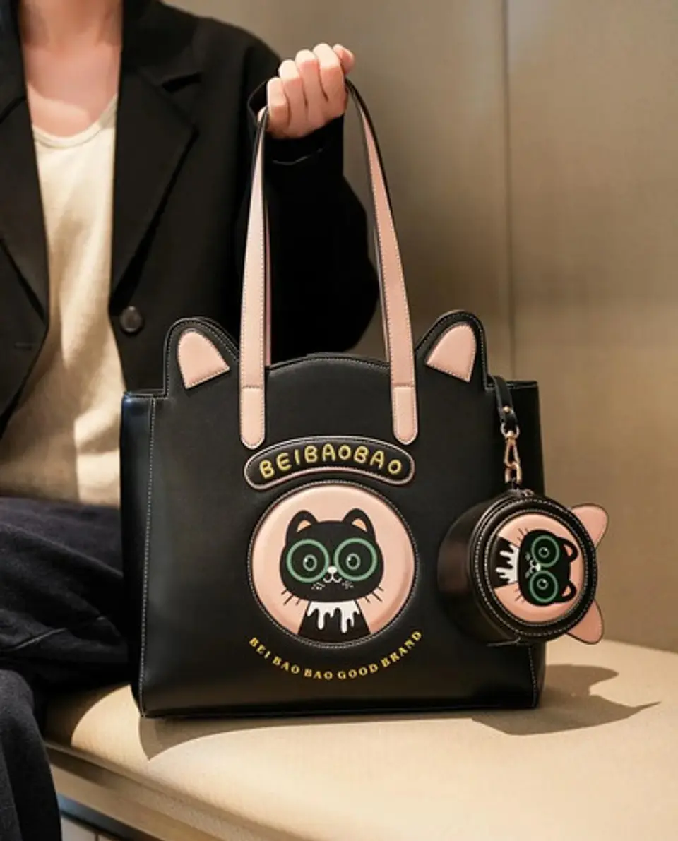 Cartera Mujer Beibaobao Diseño Gato Kawaii Con Monedero 2