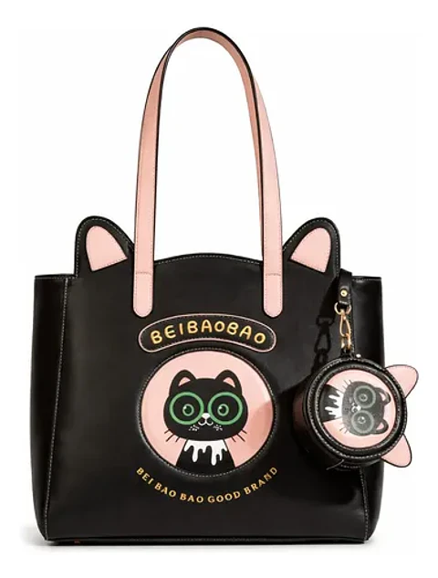 Cartera Mujer Beibaobao Diseño Gato Kawaii Con Monedero