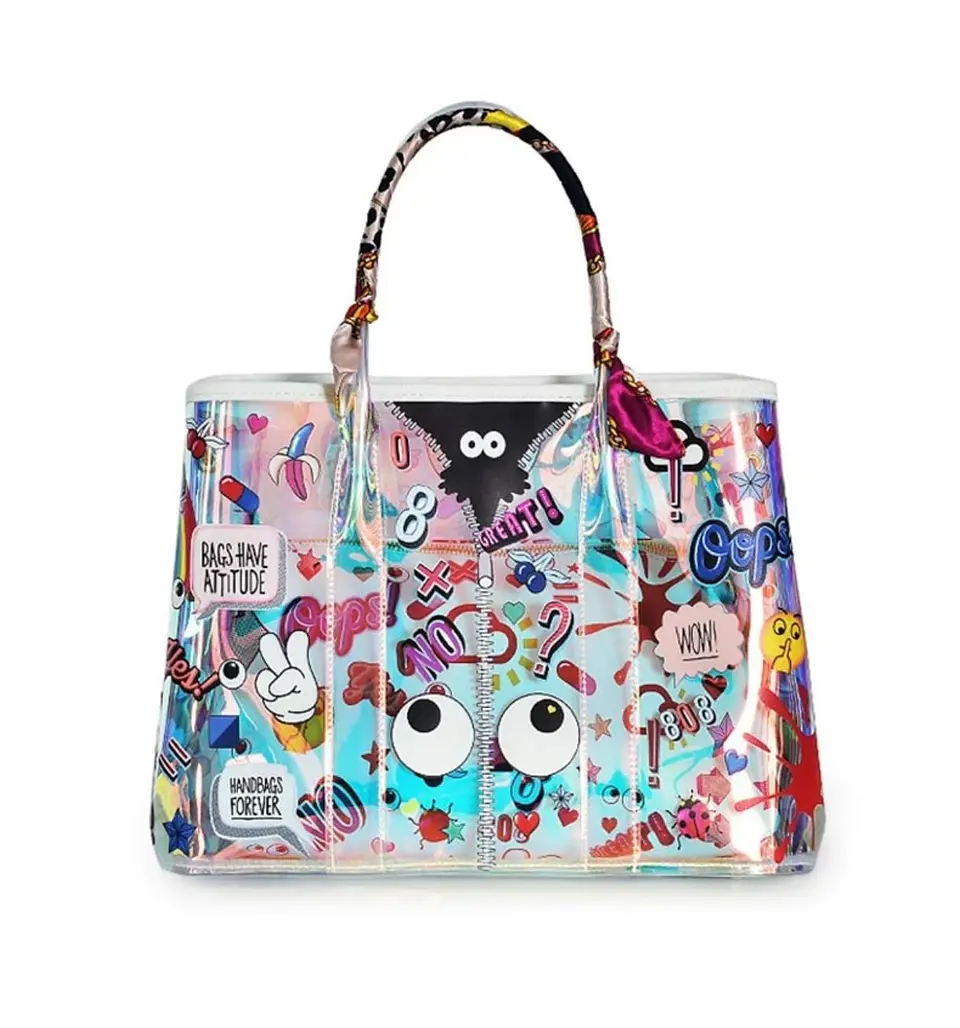 Cartera tote holográfica Pop Art Eye Theme (incluye bolsito interno ) 1